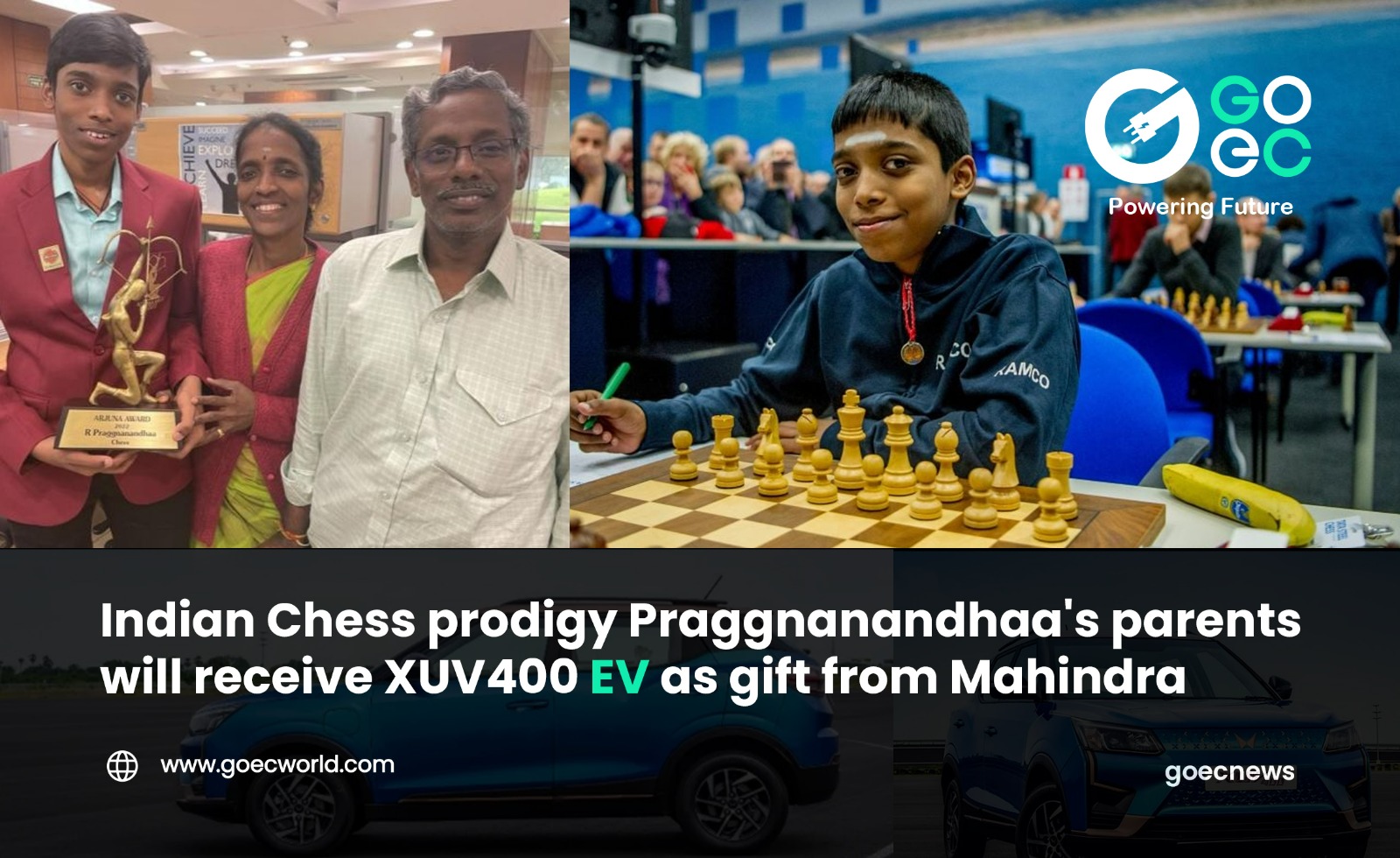 Indian Chess prodigy Praggnanandhaa’s parents will receive XUV400 as gift from Mahindra