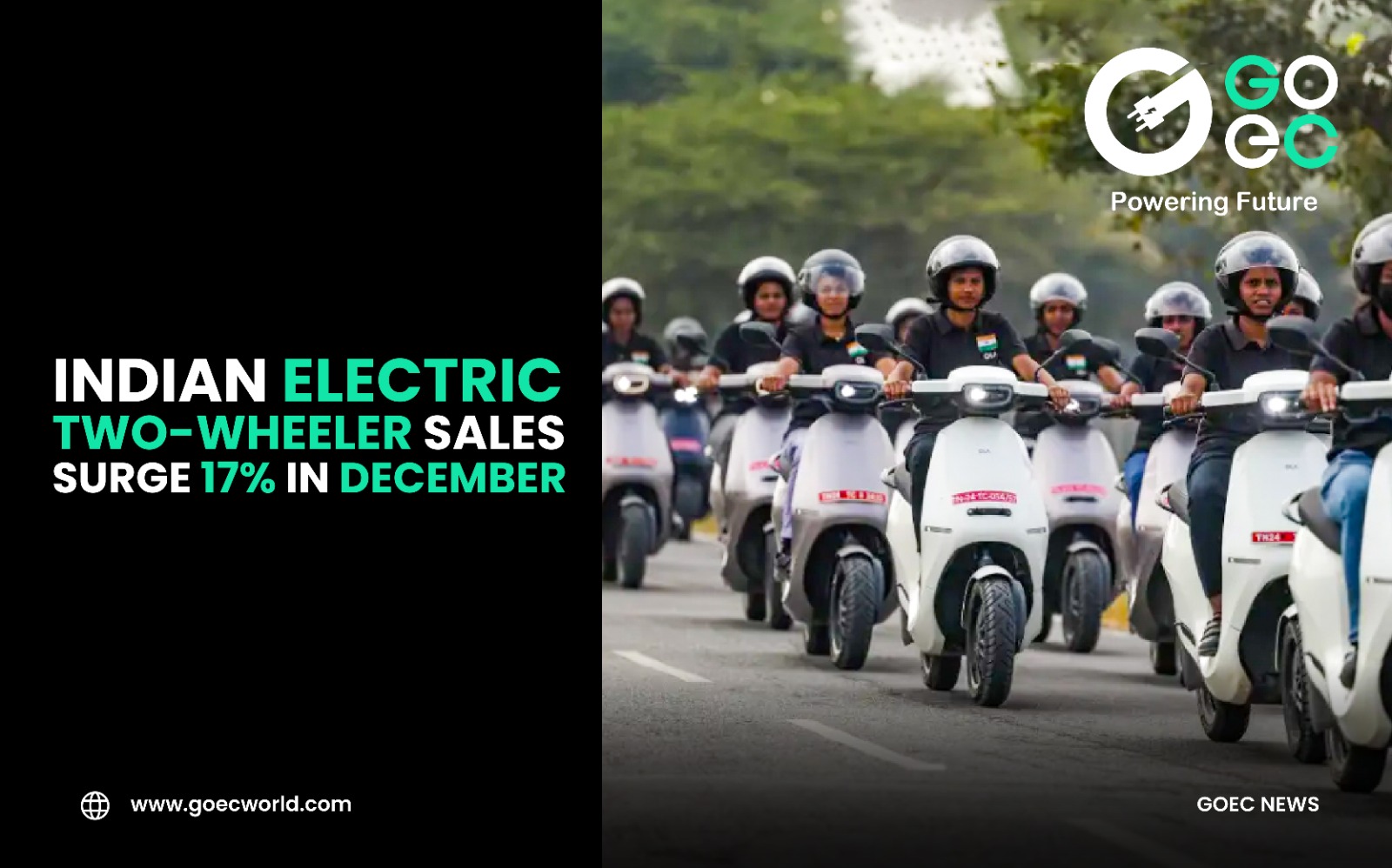 Indian Electric Two-Wheeler Sales Surge 17% in December